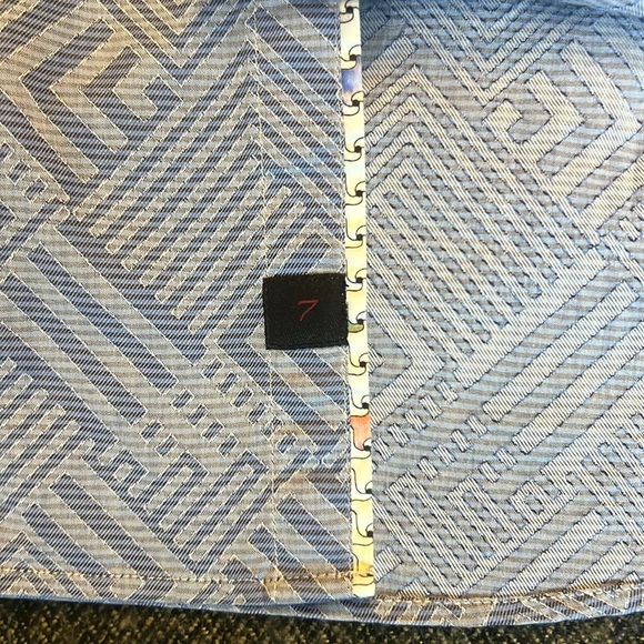 Men’s 7 Downie St. Blue Pattern Button Down Shirt sz. 4 (US M) - Picture 9 of 11